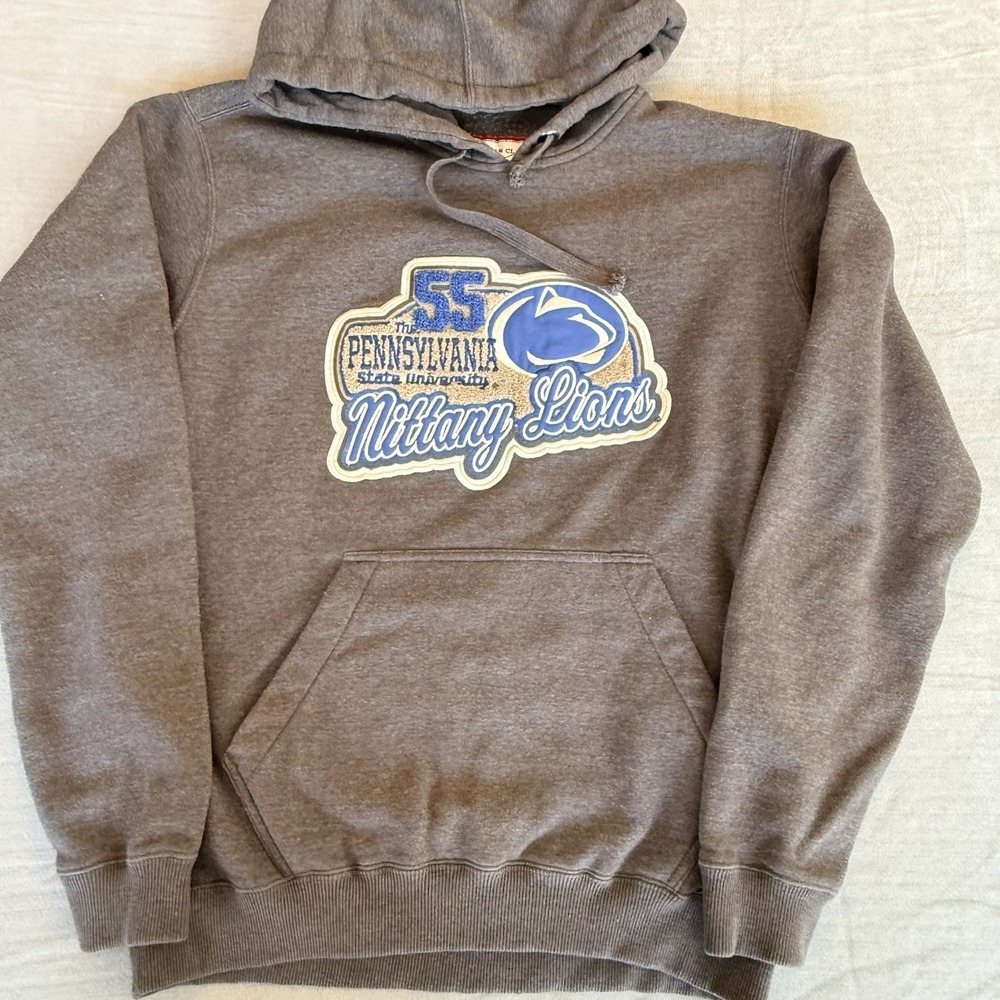 Penn State Nittany Lions Hoodie Sweatshirt Men's Size Large Gray Pullover PSU